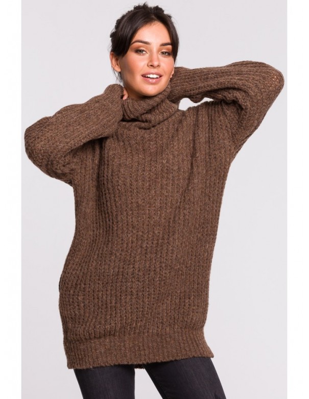 BK030 High neck pullover sweater - caramel