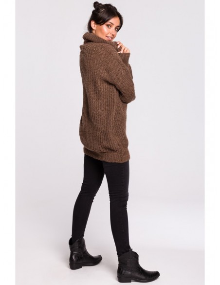 BK030 High neck pullover sweater - caramel