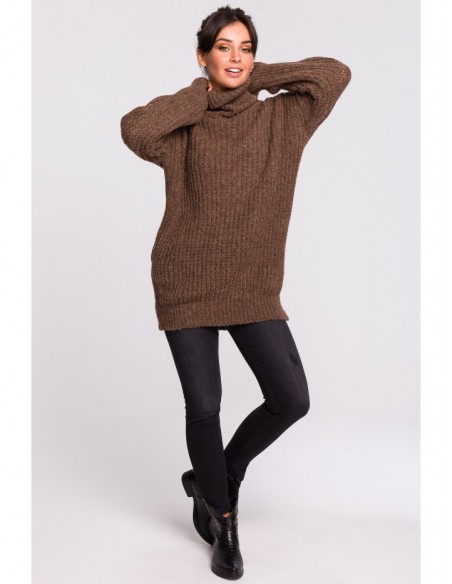 BK030 High neck pullover sweater - caramel