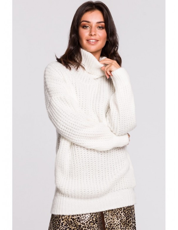 BK030 High neck pullover sweater - white