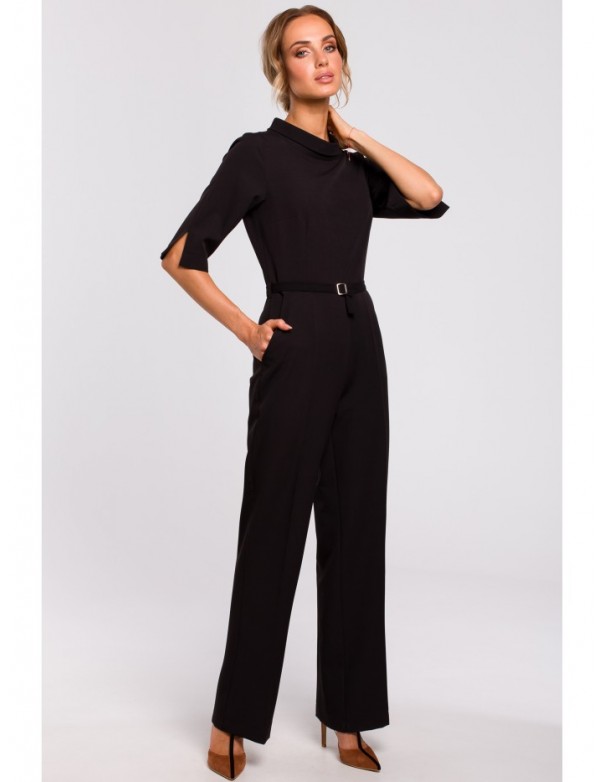 M463 Jumpsuit with a stand-up collar - black