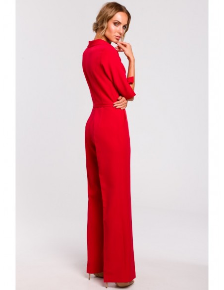 M463 Jumpsuit with a stand-up collar - red