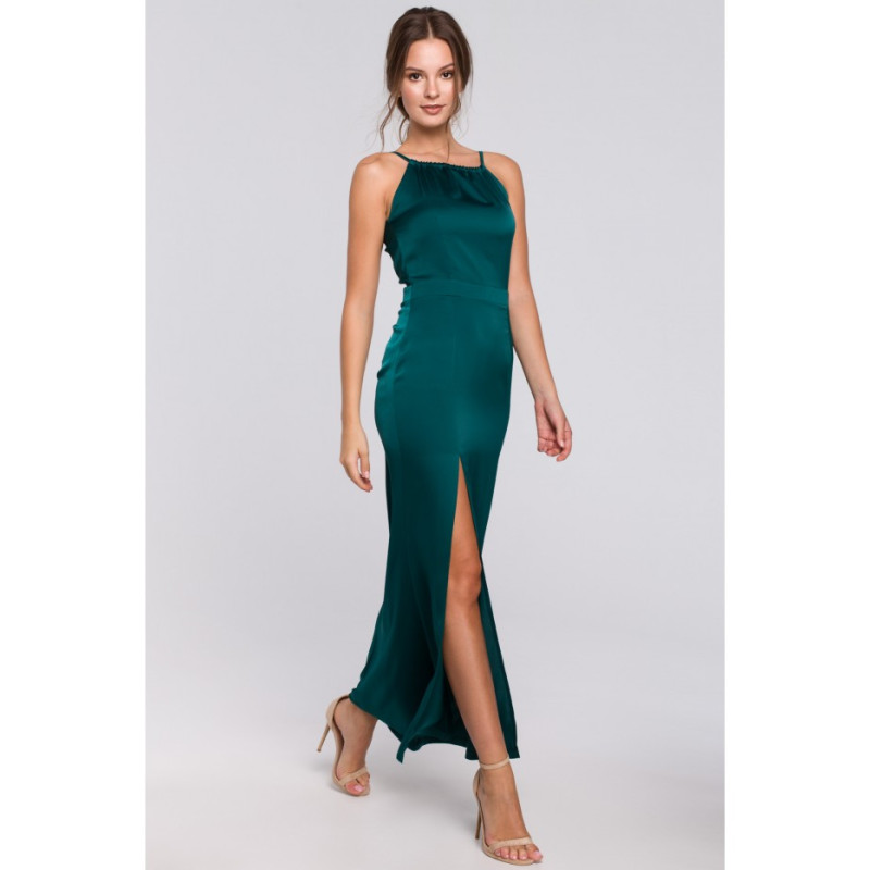 K042 Maxi dress with tied neckline - green 2