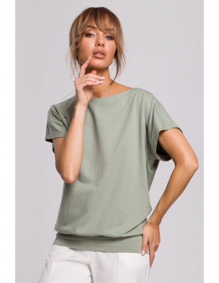 M498 Wrap back short-sleeved top - pistachio