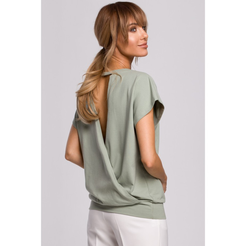 M498 Wrap back short-sleeved top - pistachio 2