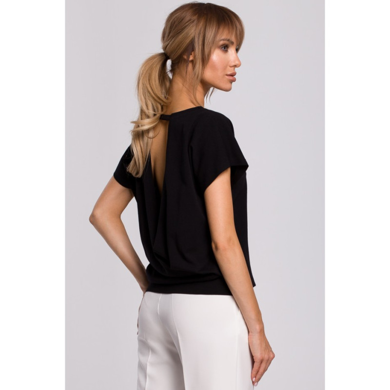 M498 Wrap back short-sleeved top - black 2