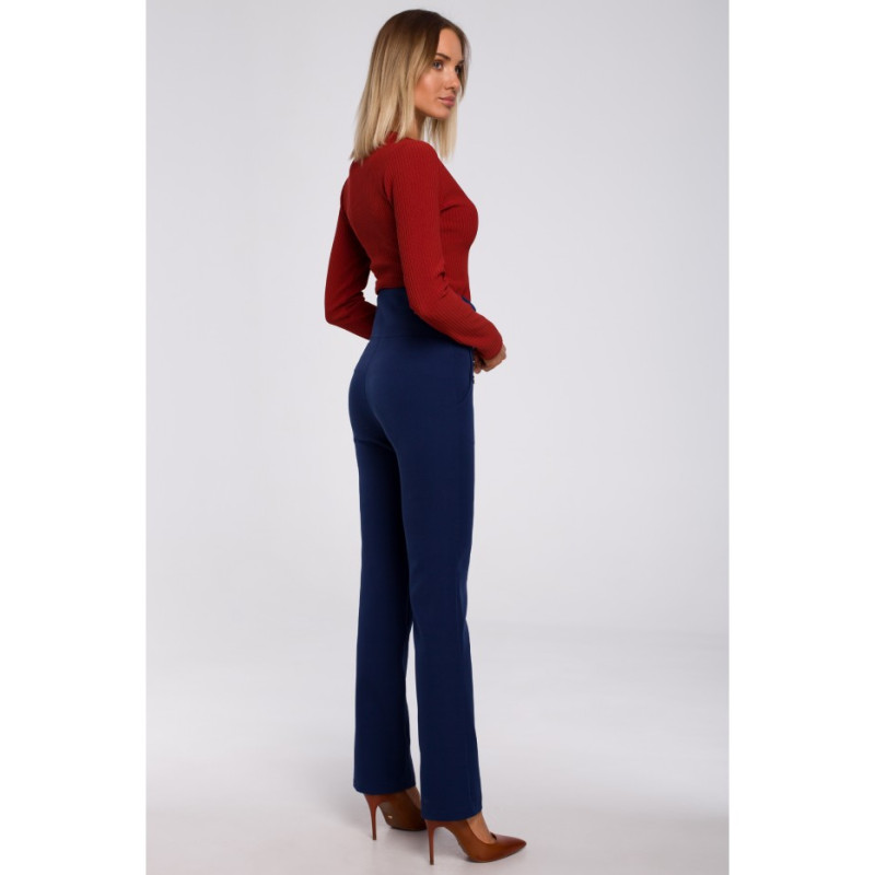 M530 High waisted trousers with decorative press studs - navy blue 2