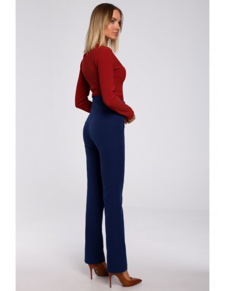 M530 High waisted trousers with decorative press studs - navy blue