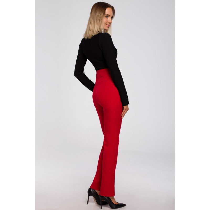 M530 High waisted trousers with decorative press studs - red 2