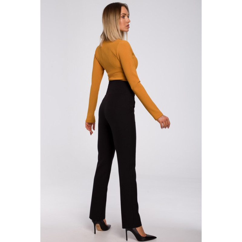 M530 High waisted trousers with decorative press studs - black 2