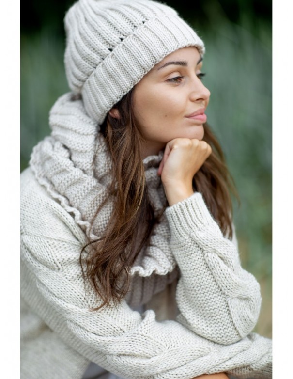 BK058 Ribbed knit beanie - beige