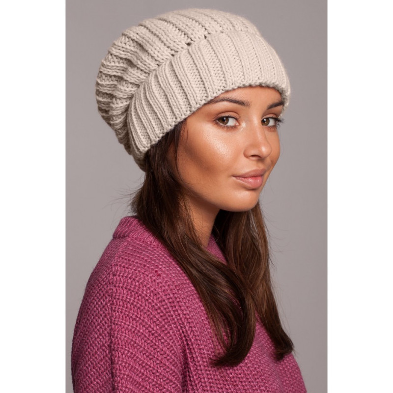 BK058 Ribbed knit beanie - beige 2