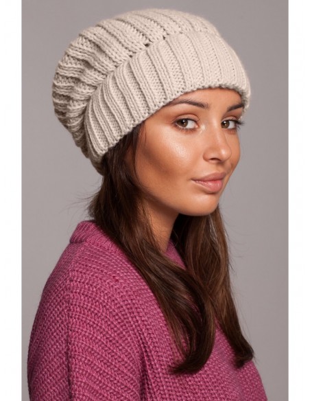 BK058 Ribbed knit beanie - beige