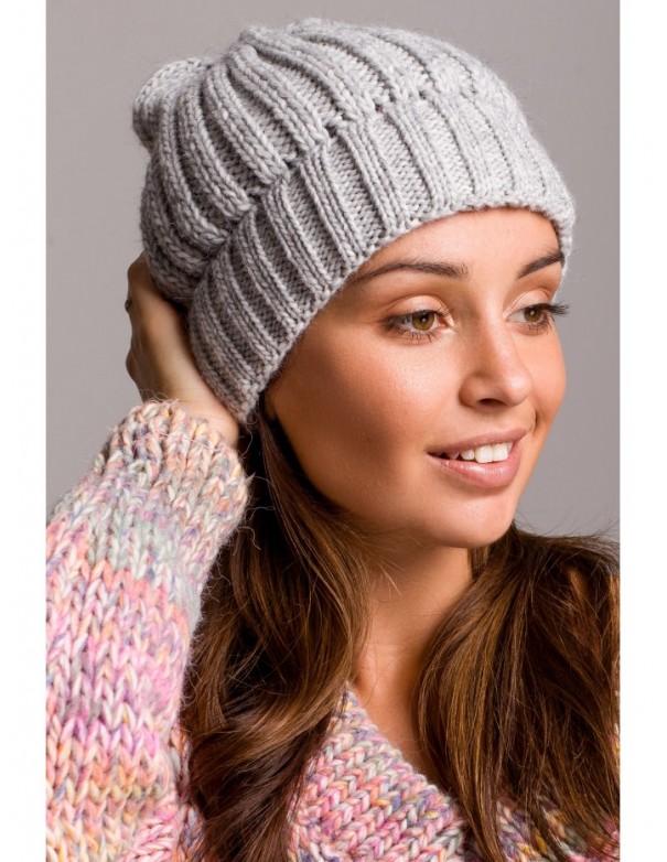 BK058 Ribbed knit beanie - grey