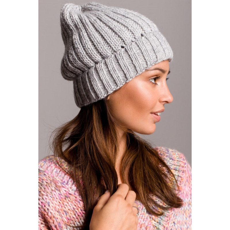 BK058 Ribbed knit beanie - grey 2
