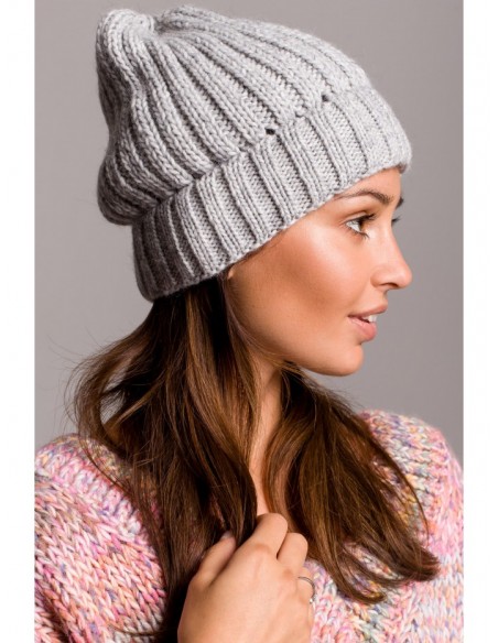 BK058 Ribbed knit beanie - grey