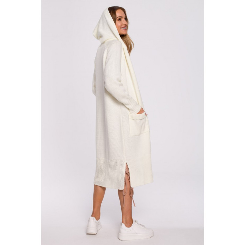 M596 Longline Hooded Cardigan - ecru 2