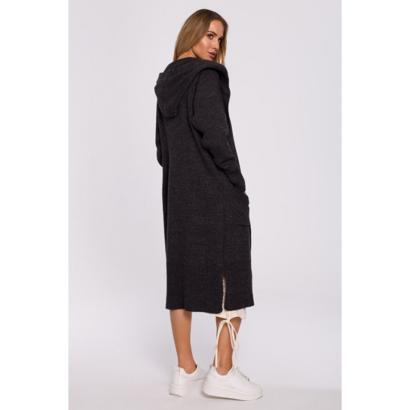 M596 Longline Hooded Cardigan - graphite 2