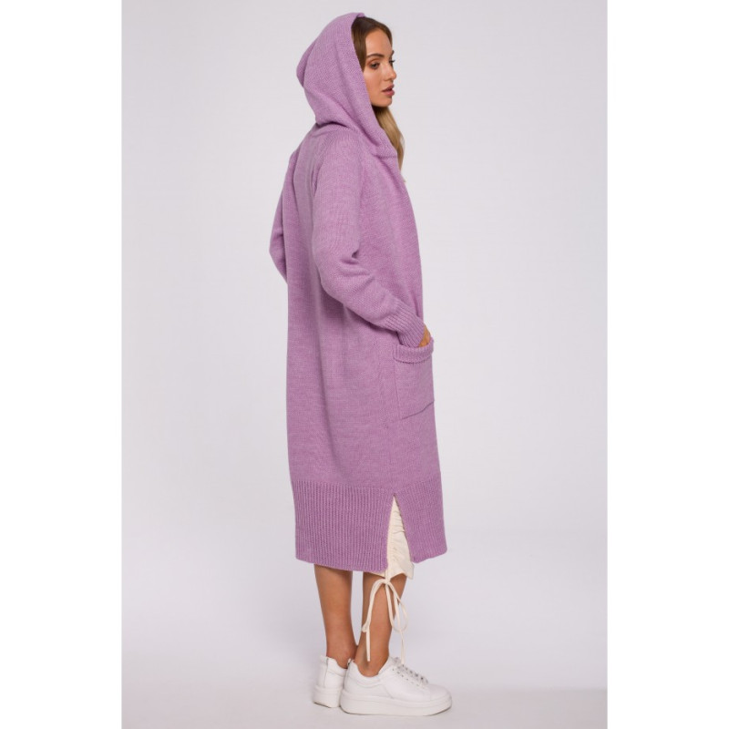 M596 Longline Hooded Cardigan - lilac 2
