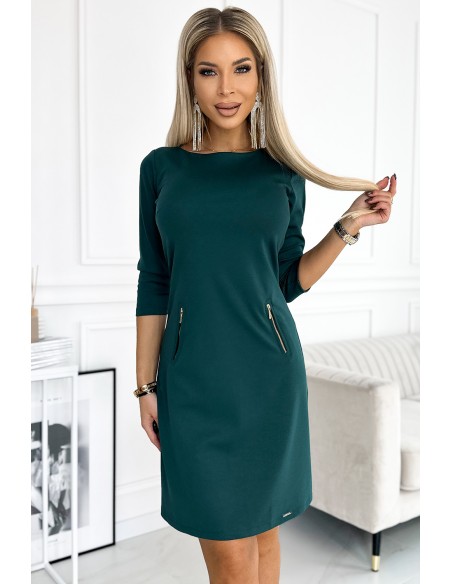  420-5 MARY Dress with gold zippers - green 