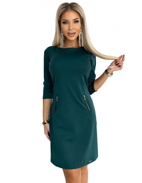  420-5 MARY Dress with gold zippers - green 