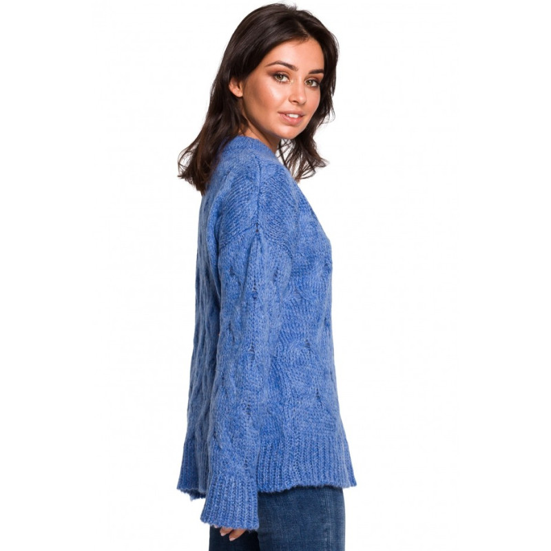 BK038 Pleated knit pullover sweater - blue 2