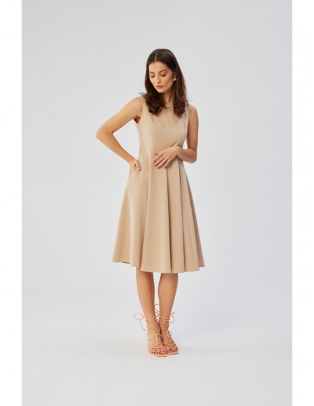 S358 Sleeveless fit and flare dress - beige