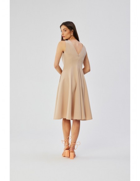 S358 Sleeveless fit and flare dress - beige