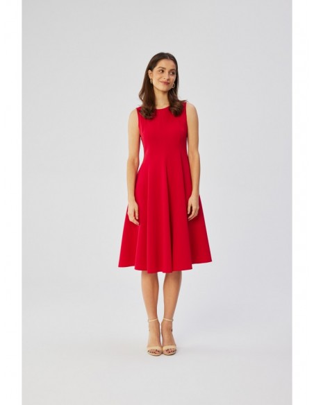 S358 Sleeveless fit and flare dress - red