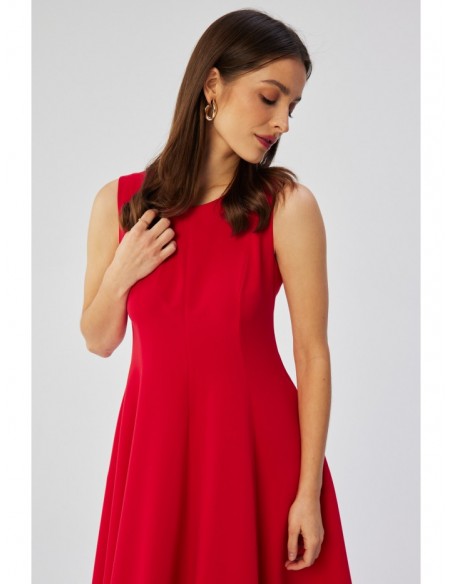 S358 Sleeveless fit and flare dress - red