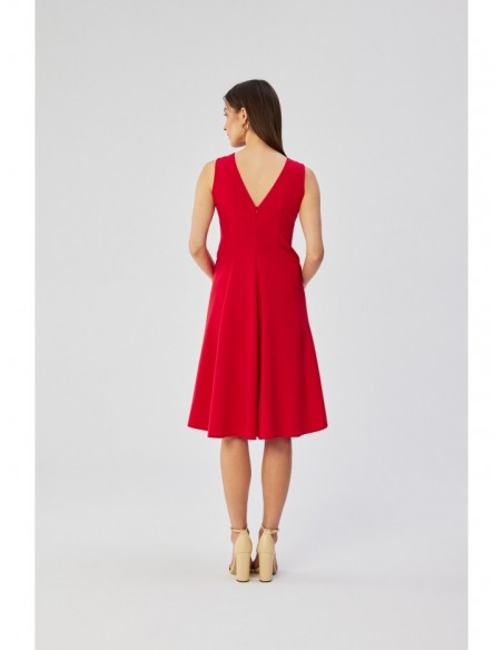 S358 Sleeveless fit and flare dress - red