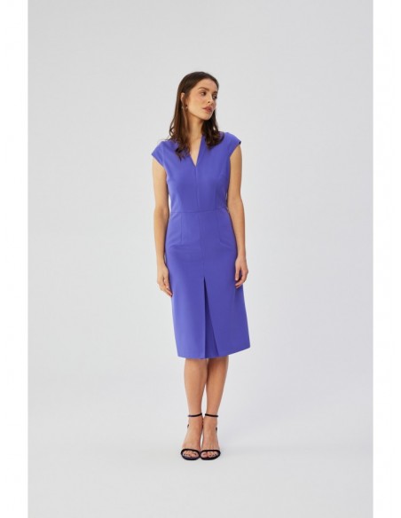 S359 V-neck dress with enverted pleat - violet