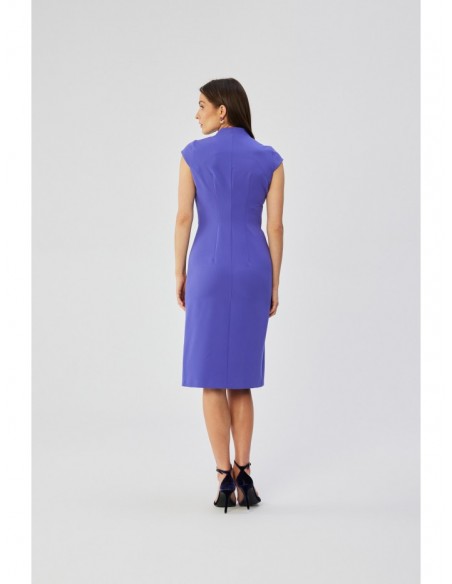 S359 V-neck dress with enverted pleat - violet