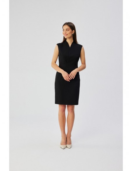 S360 Sheath dress with wrap neckline - black