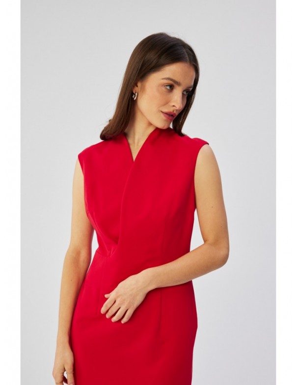S360 Sheath dress with wrap neckline - red