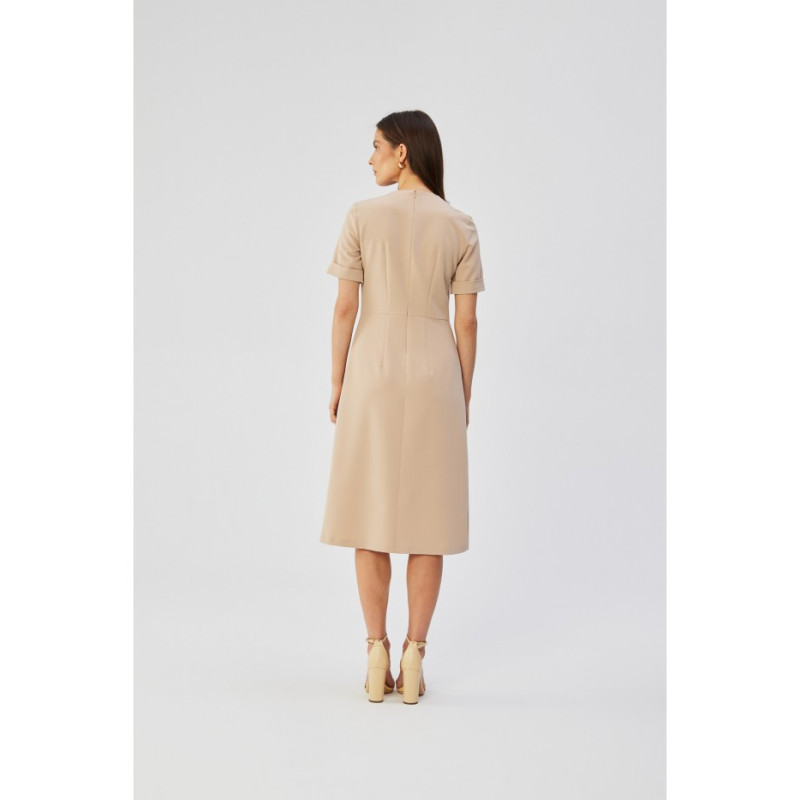 S361 Shift dress with pleats on the side - beige 2