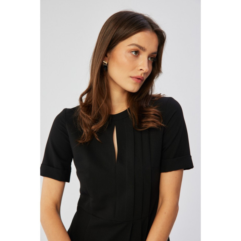 S361 Shift dress with pleats on the side - black 2