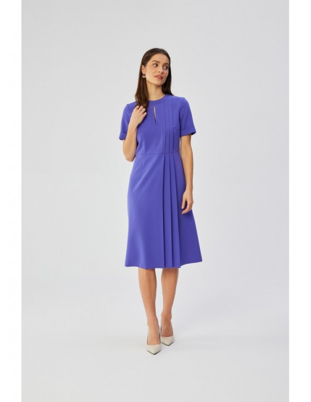 S361 Shift dress with pleats on the side - violet