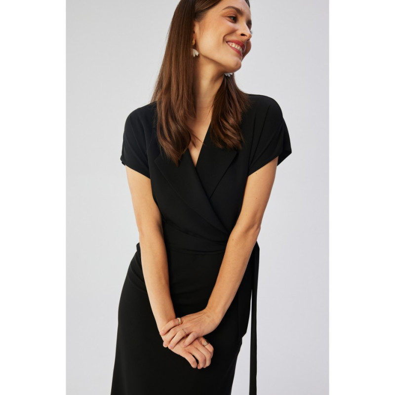 S363 Shirt dress with a tie belt - black 2