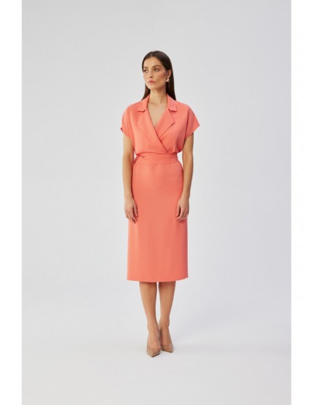 S363 Shirt dress with a tie belt - orange