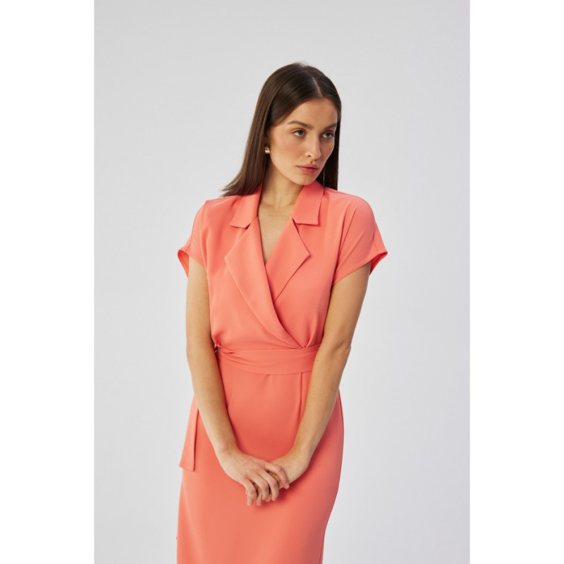 S363 Shirt dress with a tie belt - orange 2