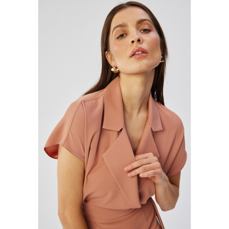 S363 Shirt dress with a tie belt - rose 2