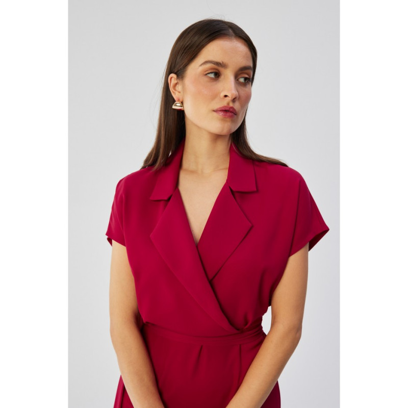 S363 Shirt dress with a tie belt - plum 2