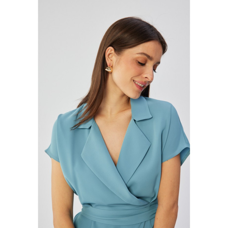 S363 Shirt dress with a tie belt - sky blue 2