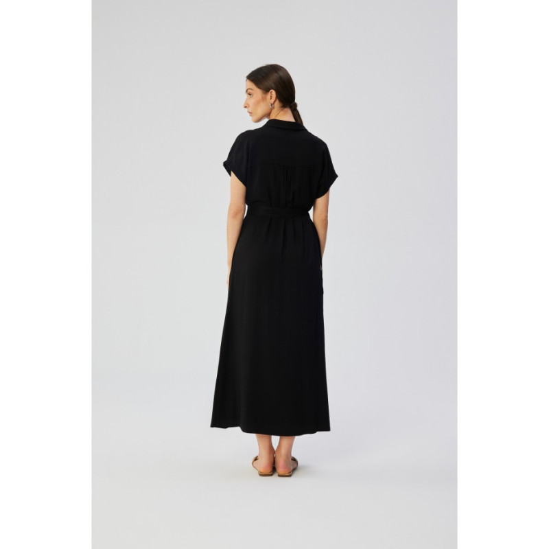 S364 Viscose maxi shirt dress - black 2