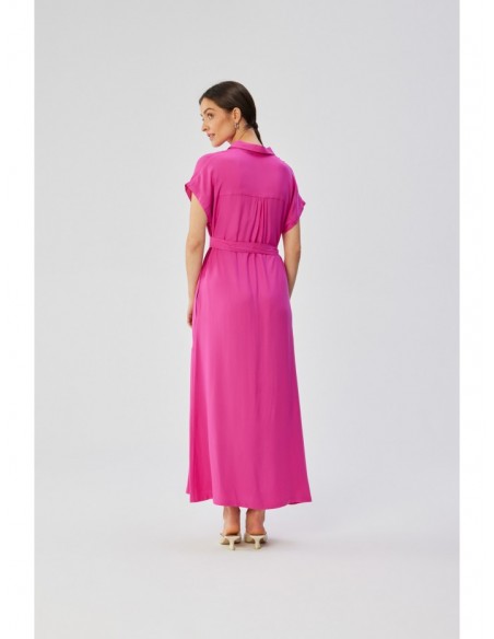 S364 Viscose maxi shirt dress - lilac