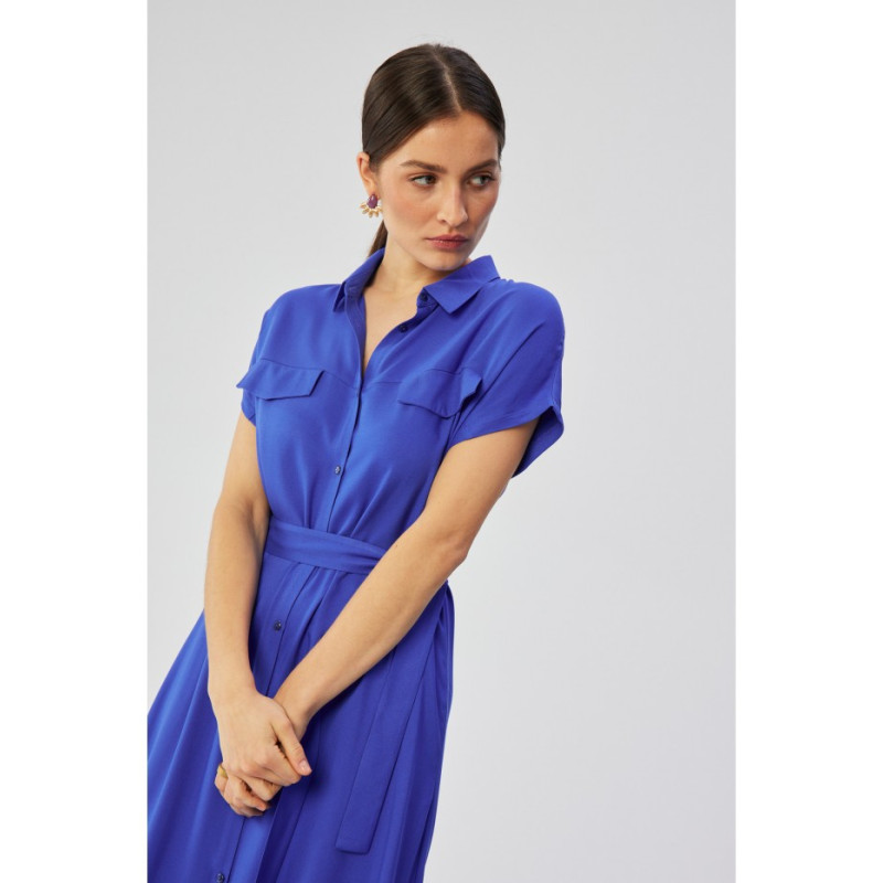 S364 Viscose maxi shirt dress - blue 2