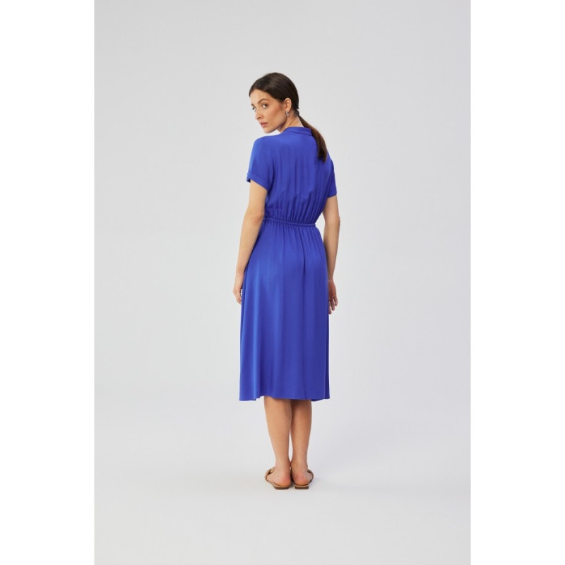 S366 Viscose dress with string tied waist - blue 2