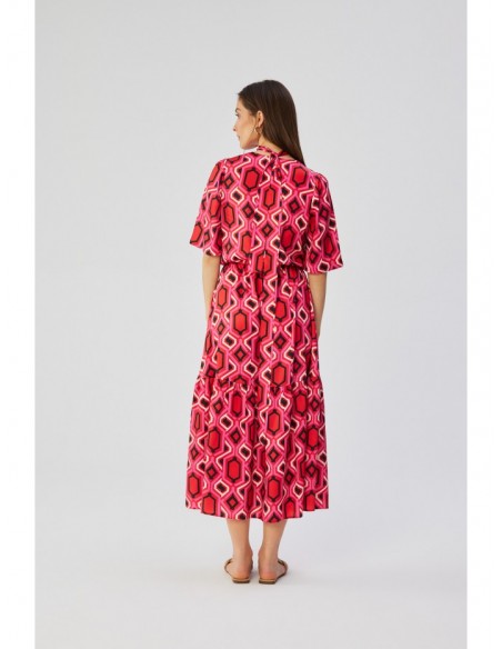 S367 Maxi print dress with a ruffle - model 1