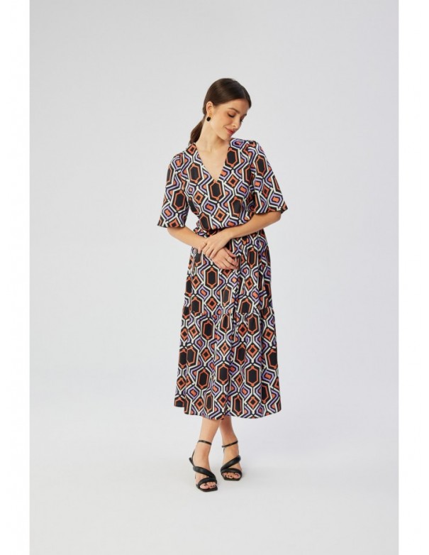 copy of S367 Maxi print dress with a ruffle - model 1